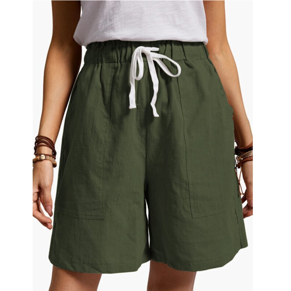 Casual Solid Patch Pocket Shorts