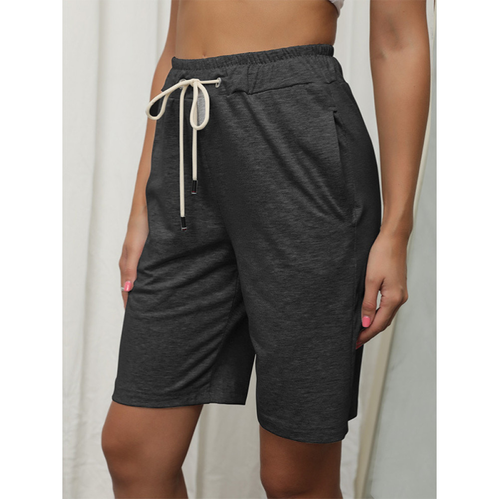 Drawstring Elastic Waist Cycling Shorts