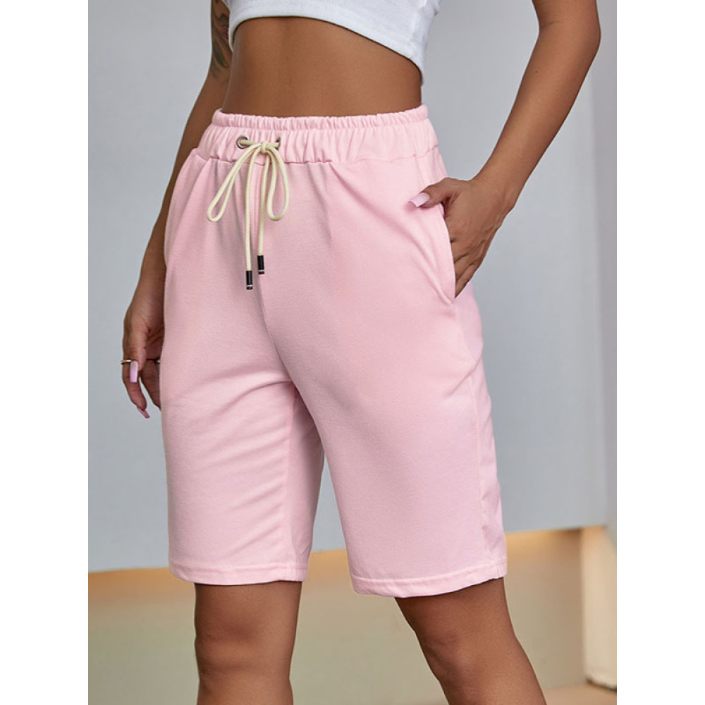 Drawstring Elastic Waist Cycling Shorts