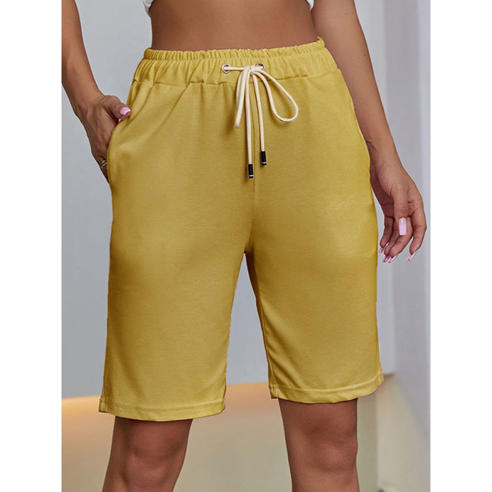 Drawstring Elastic Waist Cycling Shorts
