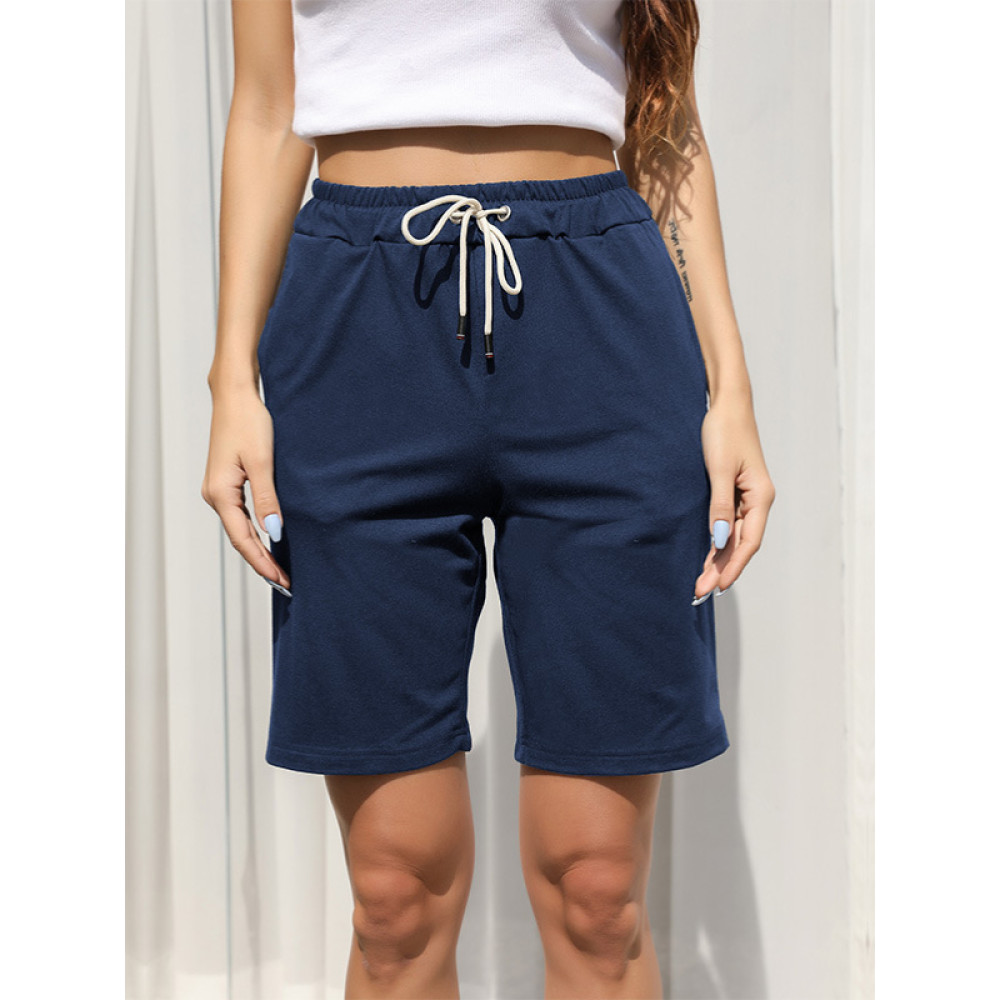 Drawstring Elastic Waist Cycling Shorts