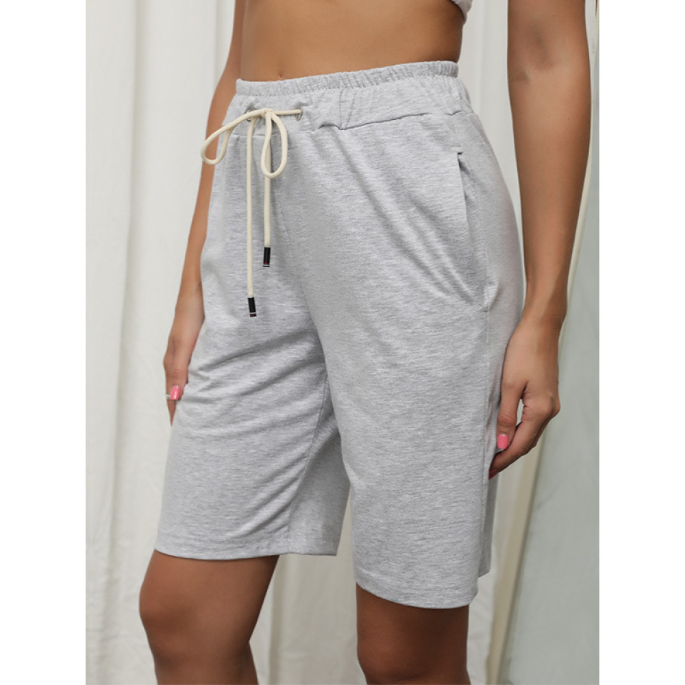 Drawstring Elastic Waist Cycling Shorts