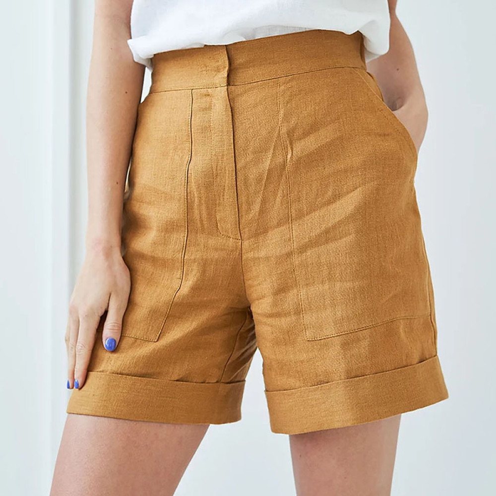 Loose Linen Blend Fly A Line Casual Shorts