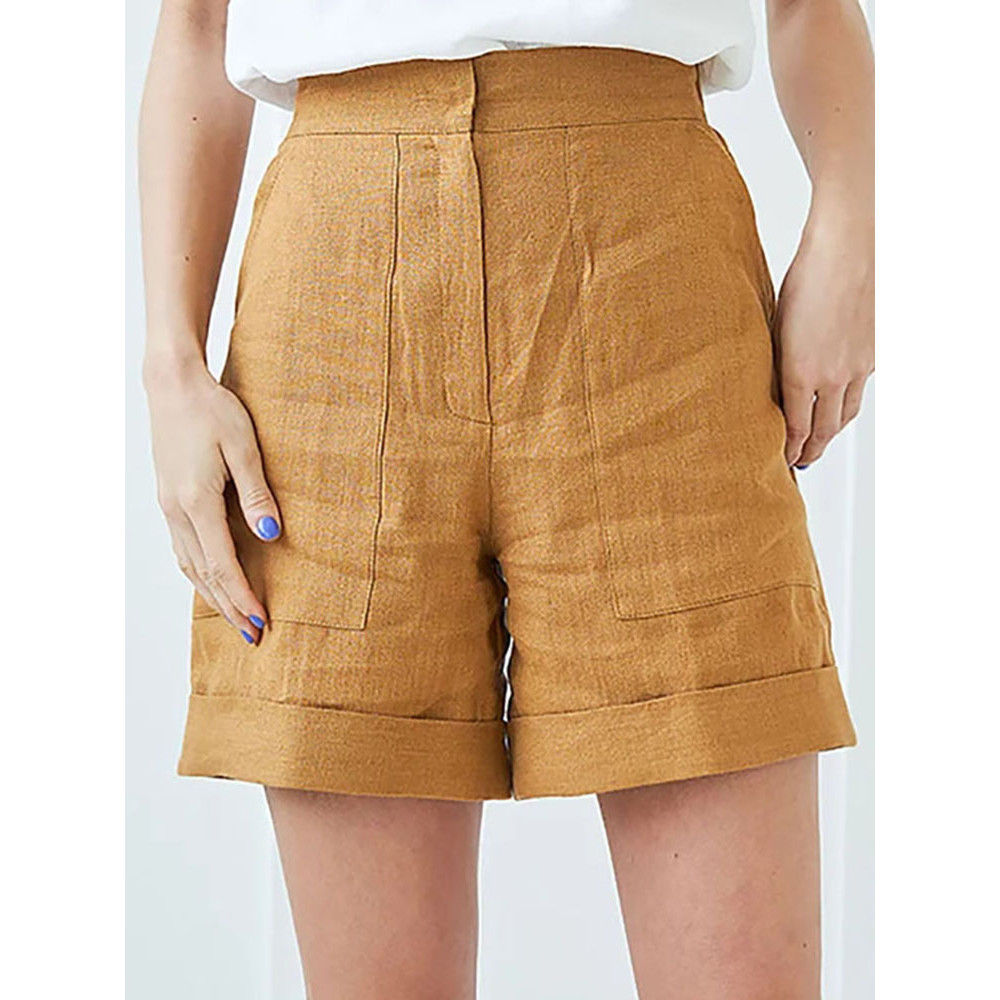 Loose Linen Blend Fly A Line Casual Shorts
