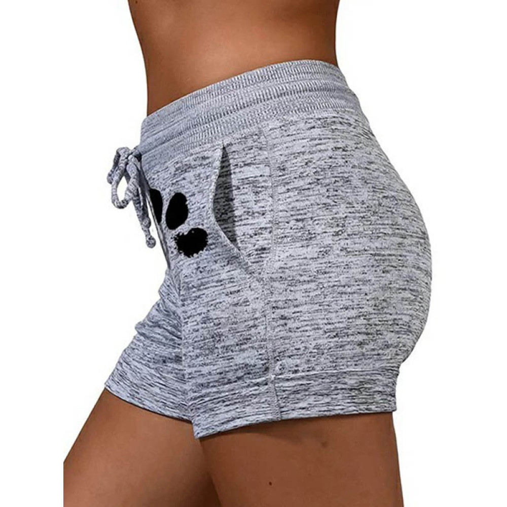 Paws Printed Elastic Wiast Shorts