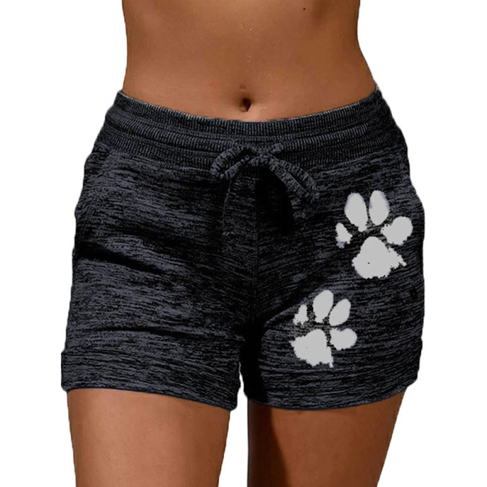 Paws Printed Elastic Wiast Shorts