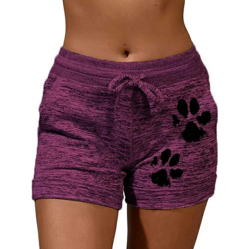Paws Printed Elastic Wiast Shorts