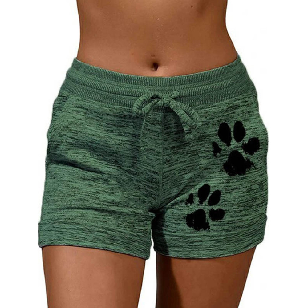 Paws Printed Elastic Wiast Shorts