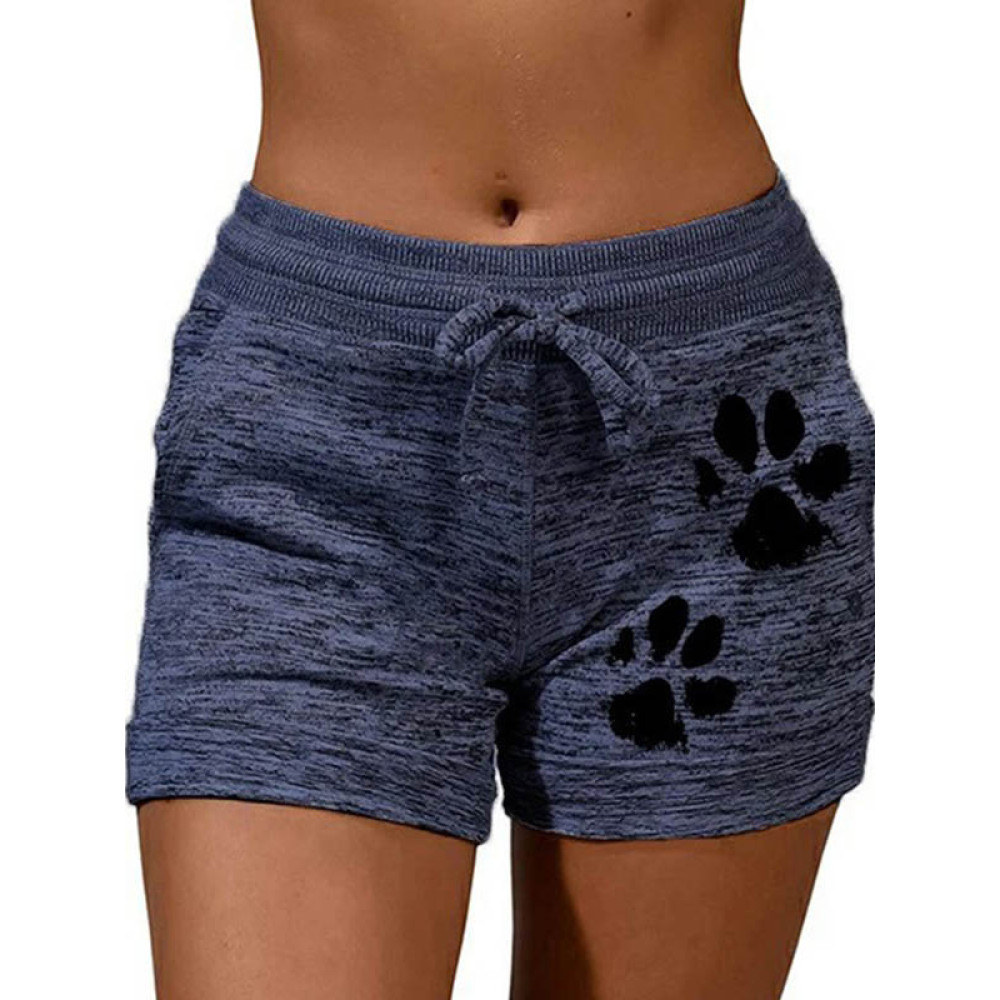 Paws Printed Elastic Wiast Shorts