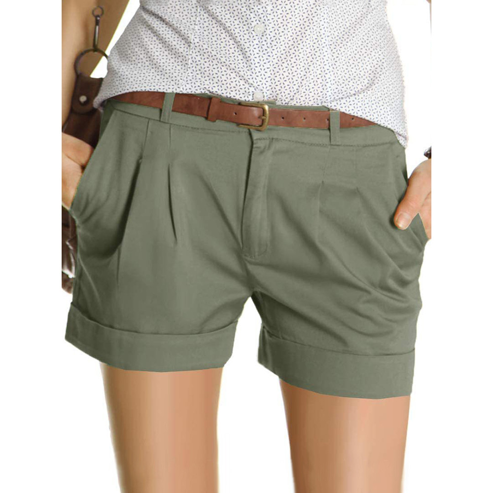 Pleated Low Rise Casual Basic Shorts