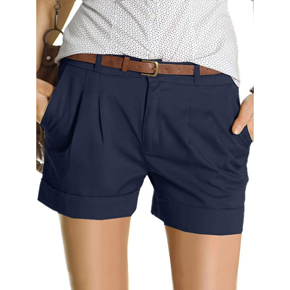Pleated Low Rise Casual Basic Shorts