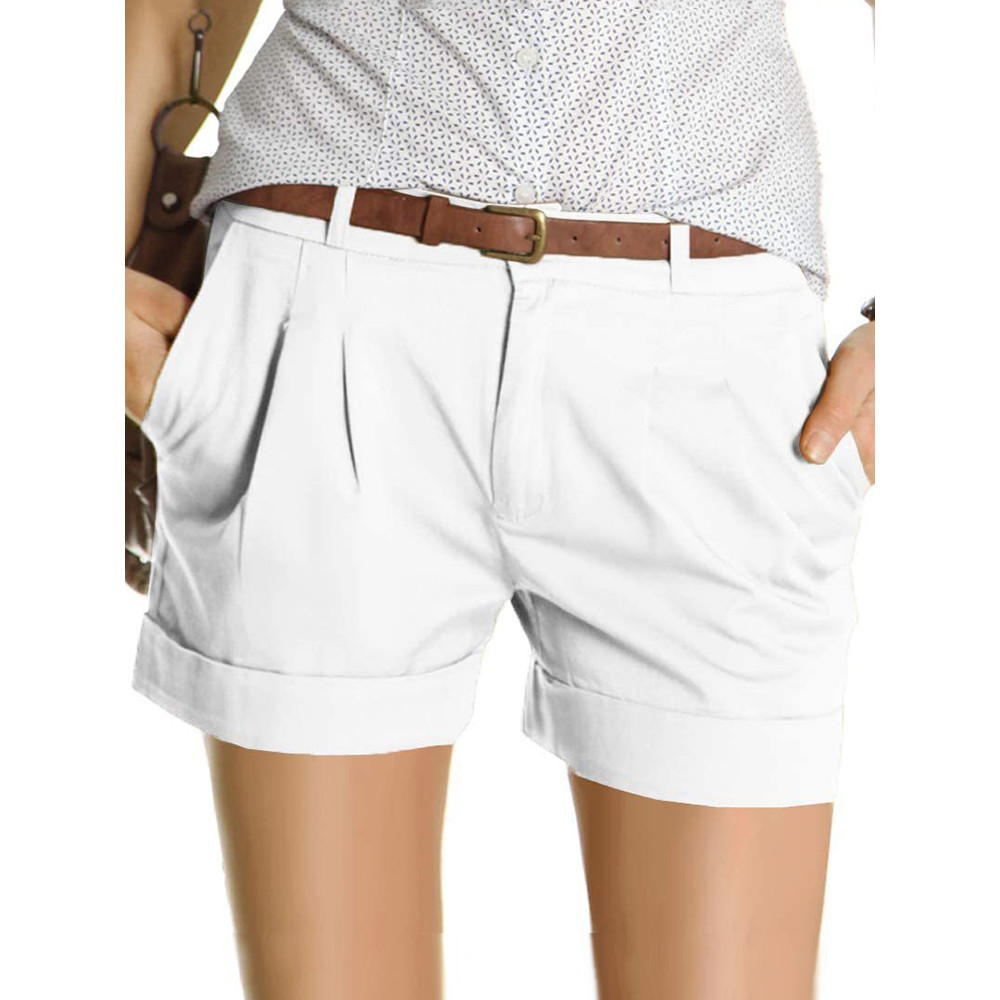 Pleated Low Rise Casual Basic Shorts