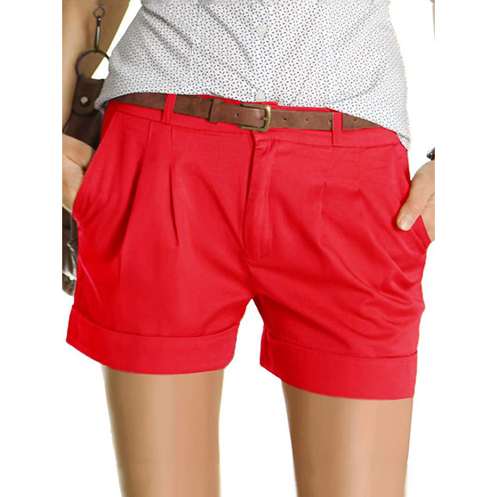 Pleated Low Rise Casual Basic Shorts