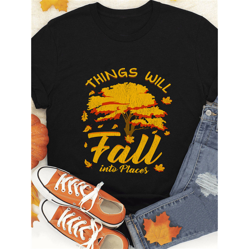 Black Things Will Fall into Places Golden Tree Graphic T Shirt
