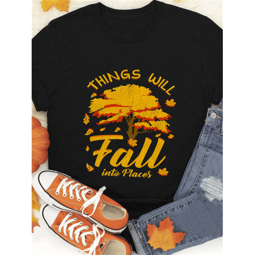 Black Things Will Fall into Places Golden Tree Graphic T Shirt