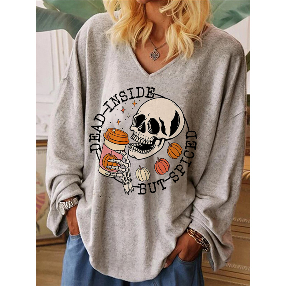 Dead Inside But Spiced Skull Oversize T Shirt