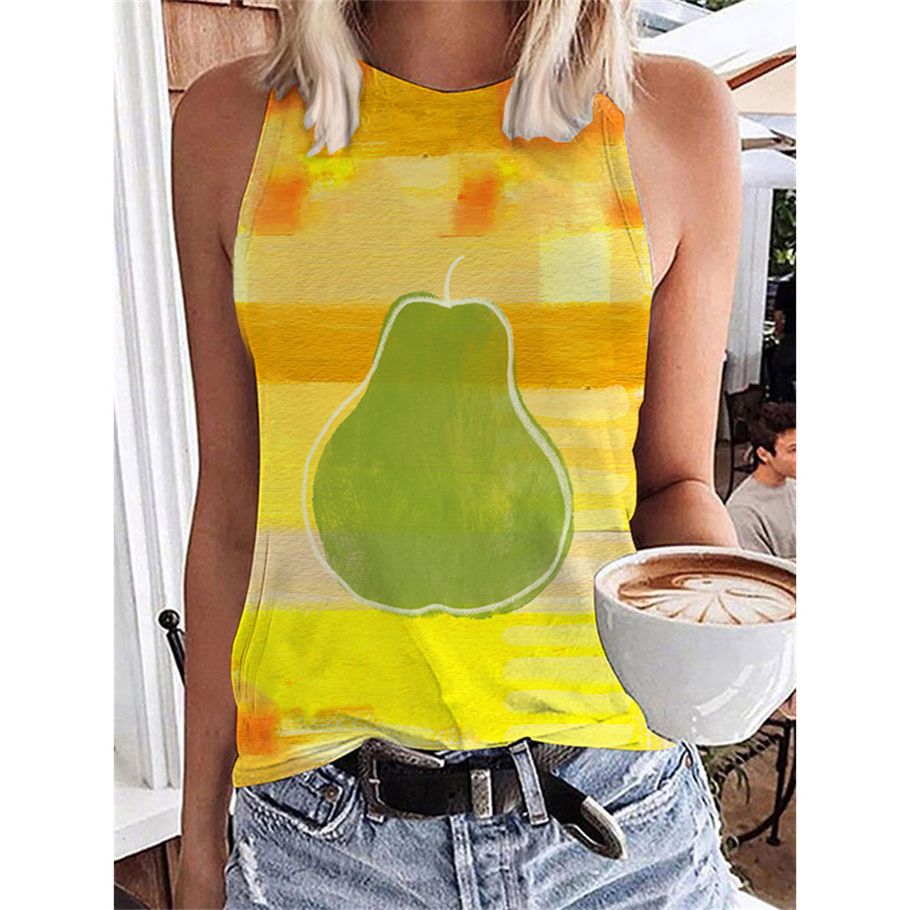 Fall Impressions Green Pear Print Tank Top