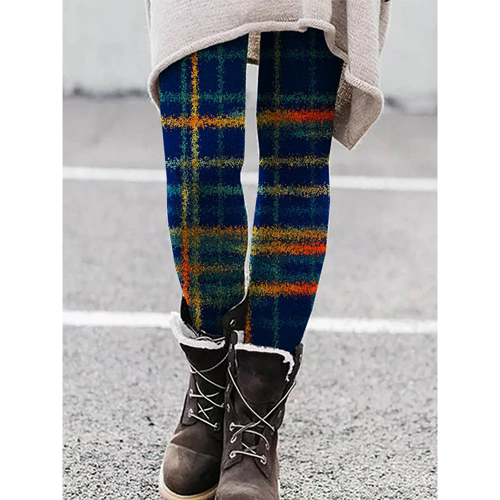Fall Inspired Tangerine Plaid Comfy Leggings
