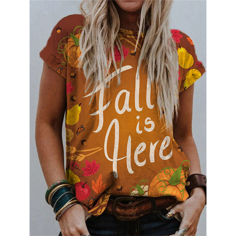 Fall Is Here Print Comfy T Shirt