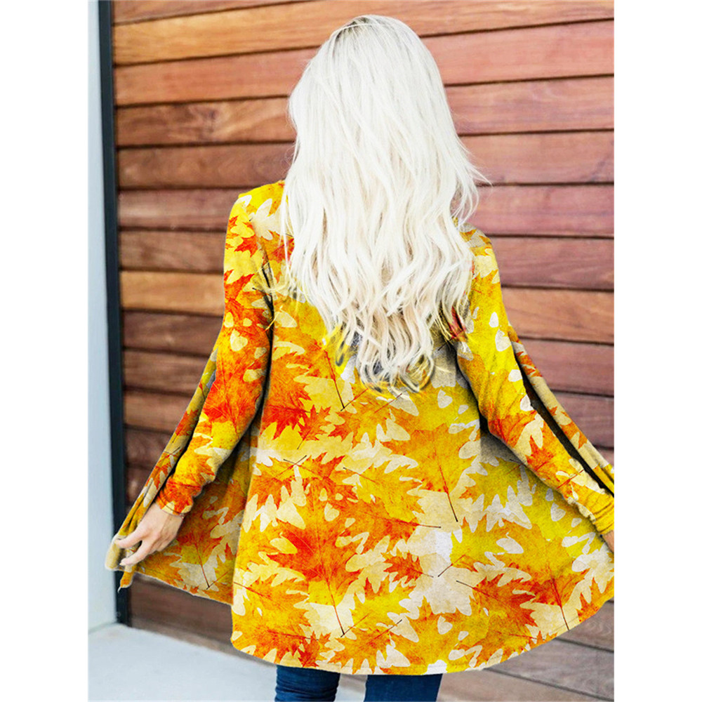 Fall Oak Leaf Pattern Cardigan