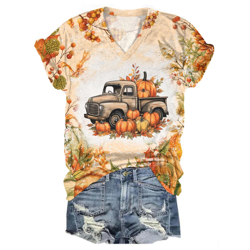Fall Pumpkin Truck Print Top