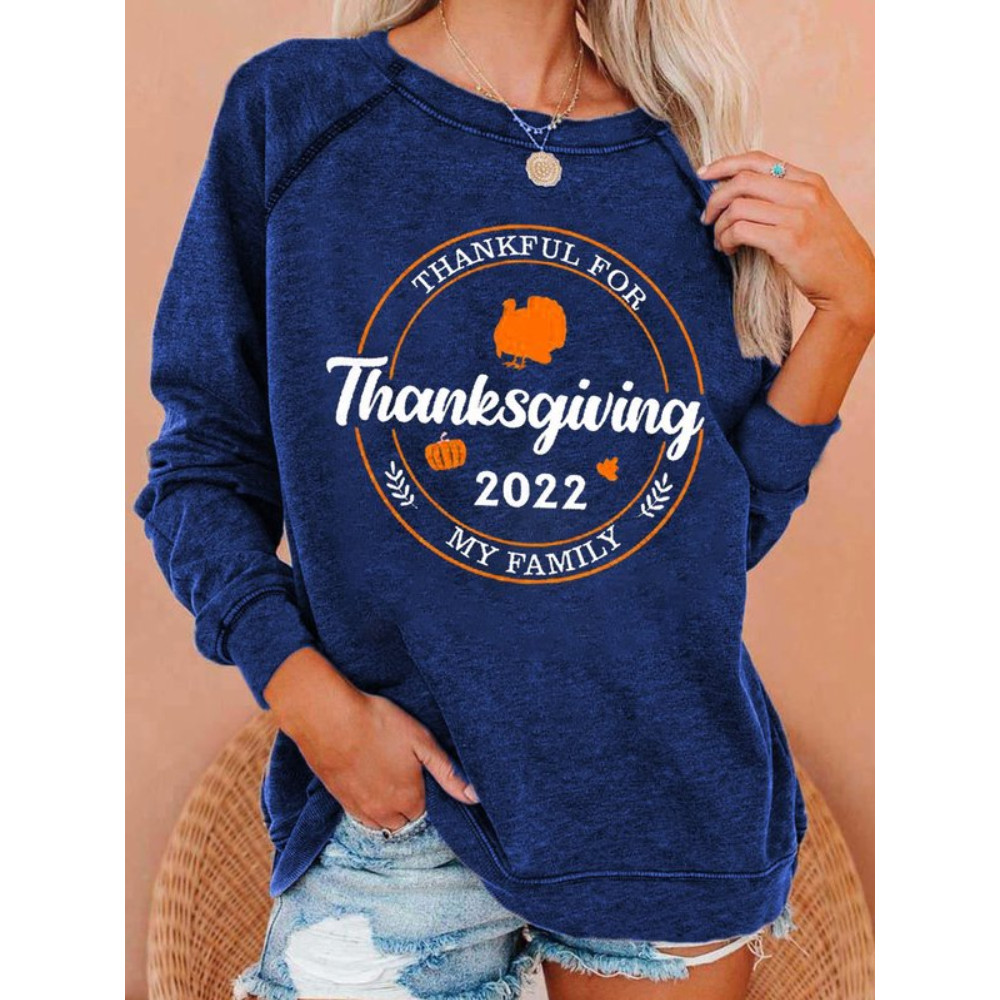 Family Happy Thanksgiving 2022 Print Sweatshirt