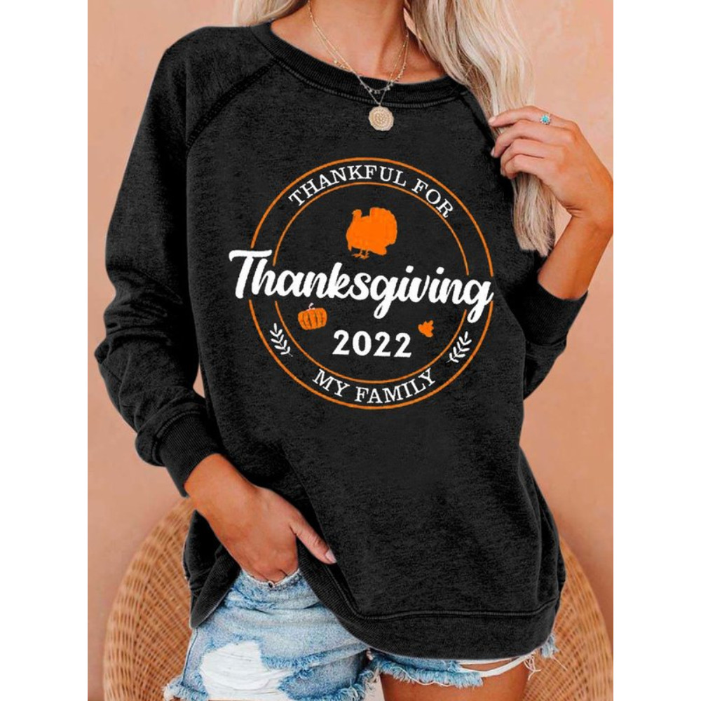 Family Happy Thanksgiving 2022 Print Sweatshirt