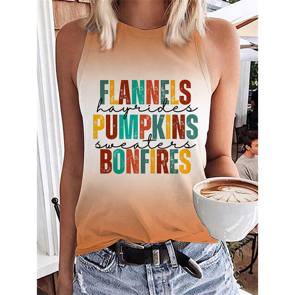 Flannels Pumpkins Bonfires Gradient Tank Top