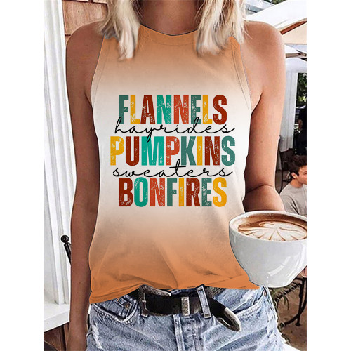 Flannels Pumpkins Bonfires Gradient Tank Top