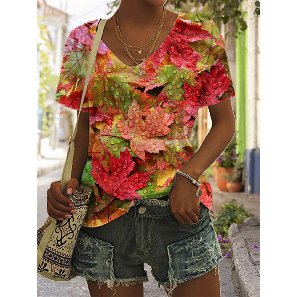 Fresh Fallen Leaves Art V Neck T Shirt
