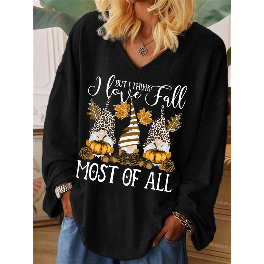 Gnomes I Love Fall Most Of All Oversize T Shirt