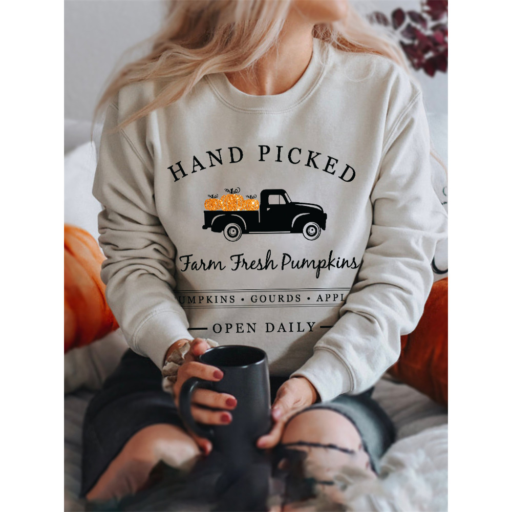 Hand Picked Glitter Farm Fresh Pumpkins Sweatshirt