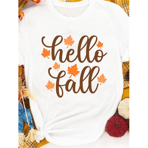 Hello Fall Golden Leaves Graphic T Shirt