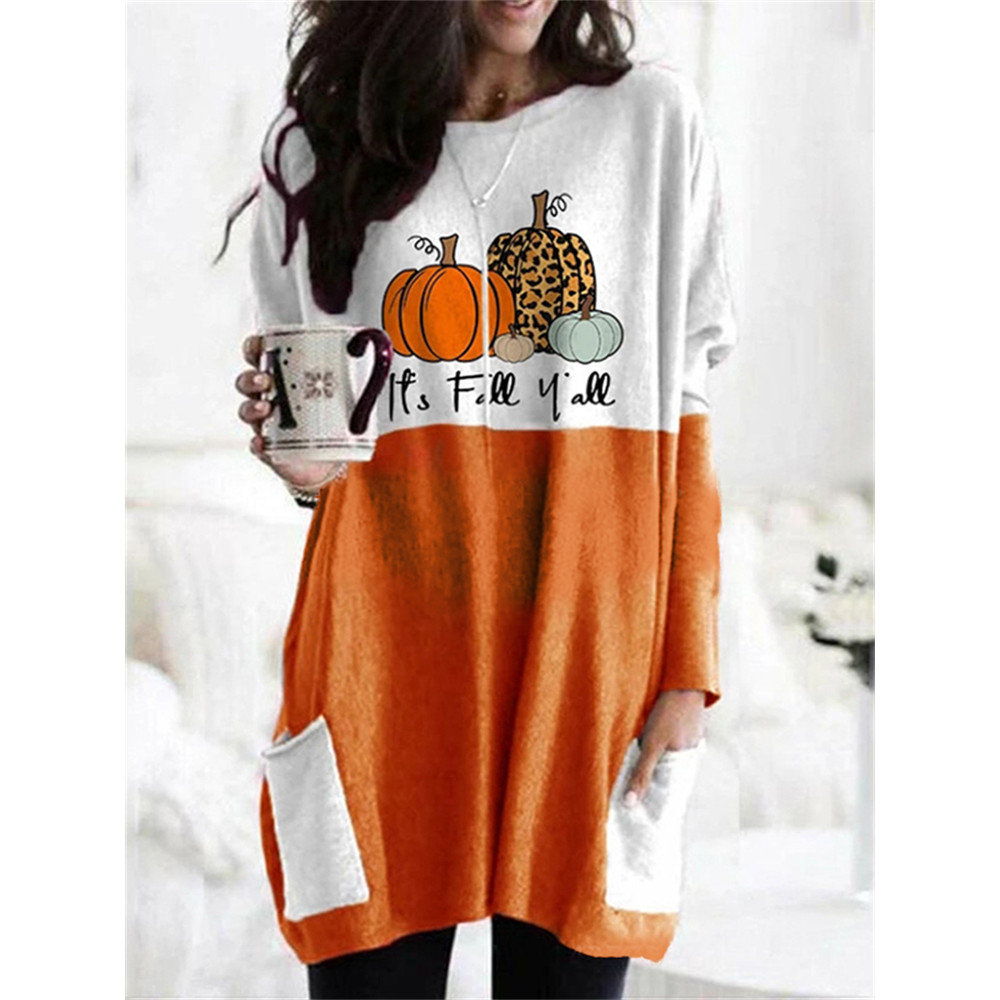 It's Fall Y'all Pumpkins Contrast Color T Shirt