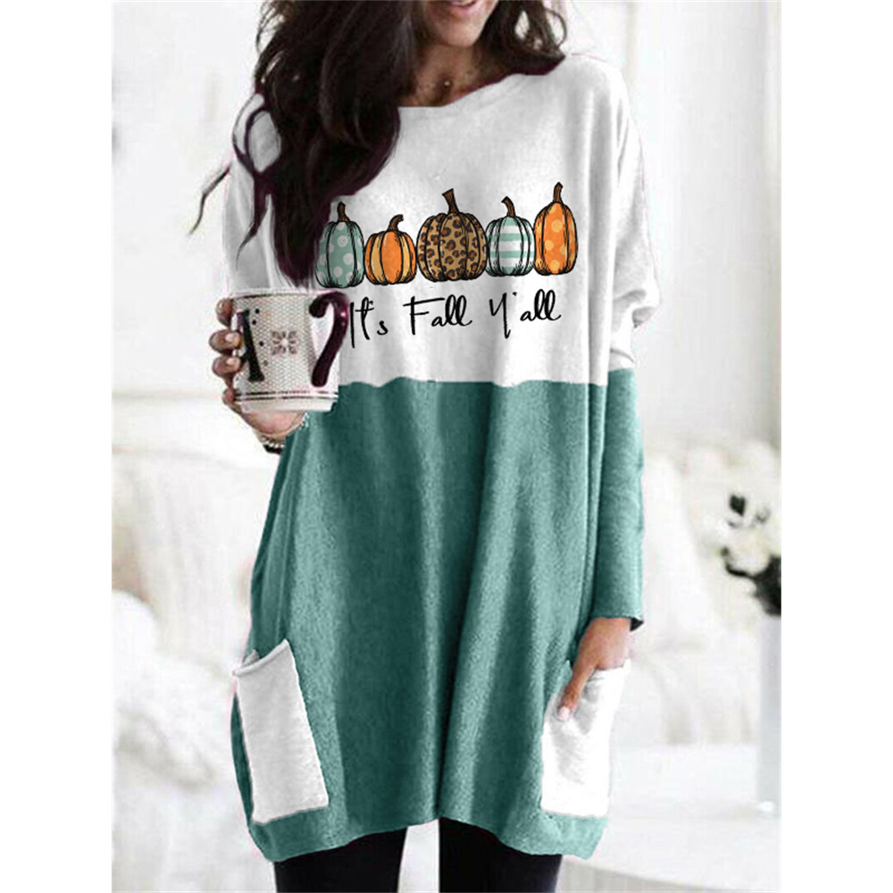 It's Fall Y'all Pumpkins Contrast Color T Shirt