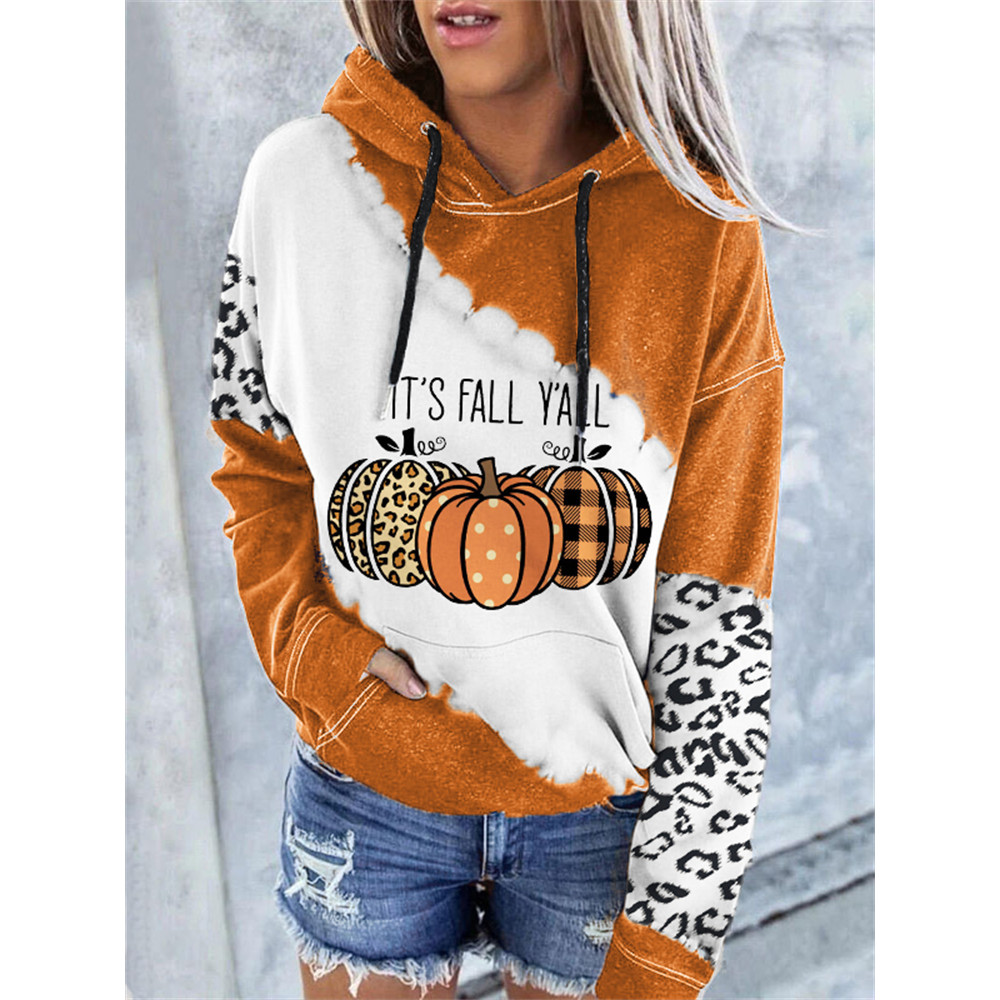 It's Fall Y'all Pumpkins Leopard Tie Dye Hoodie