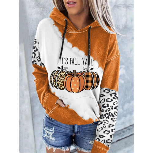 It's Fall Y'all Pumpkins Leopard Tie Dye Hoodie