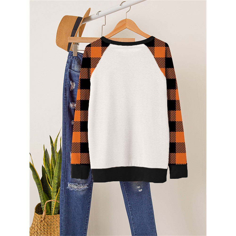 It's Fall Y'all Pumpkins Plaid Patchwork Sweatshirt