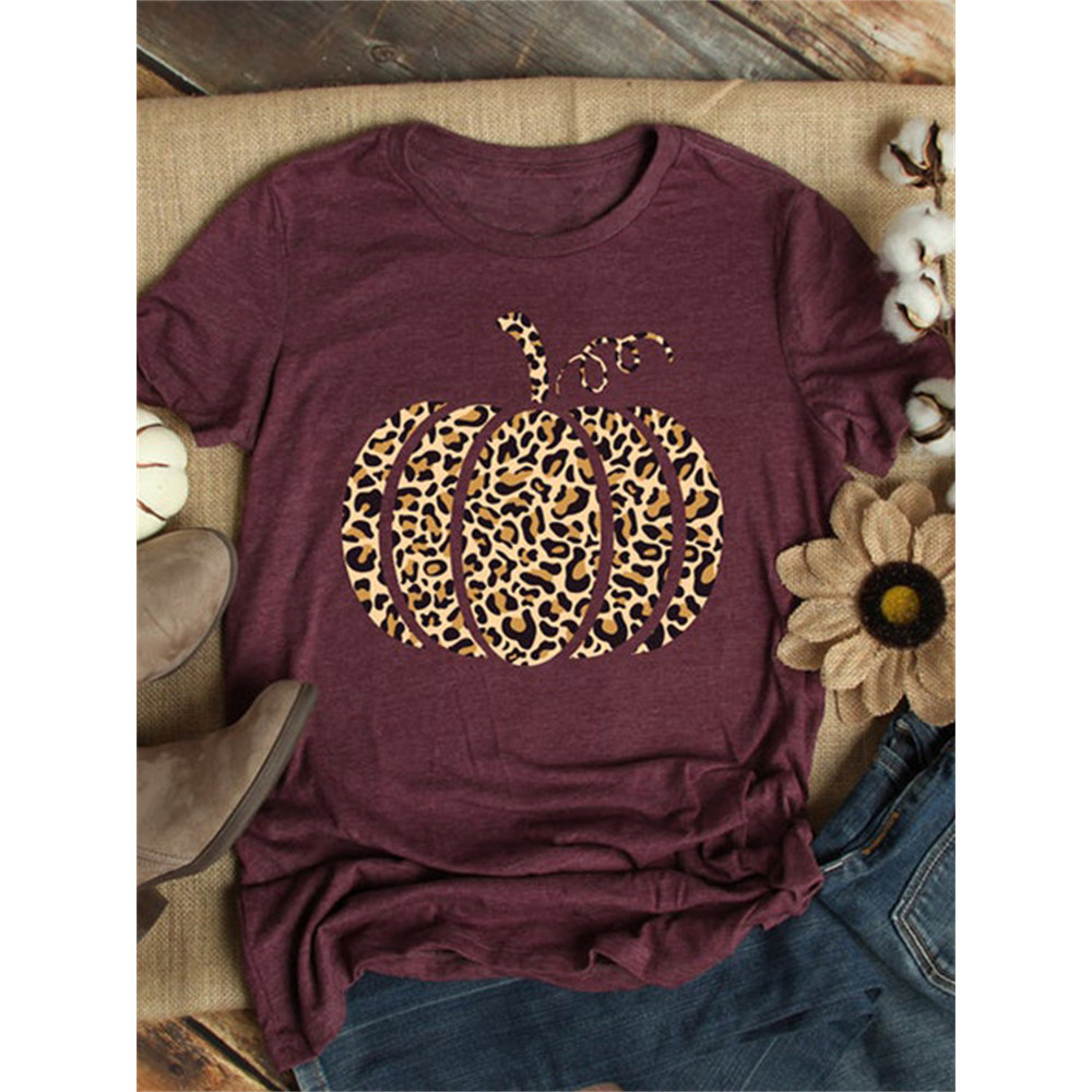 Leopard Pumpkin Graphic Comfy T Shirt