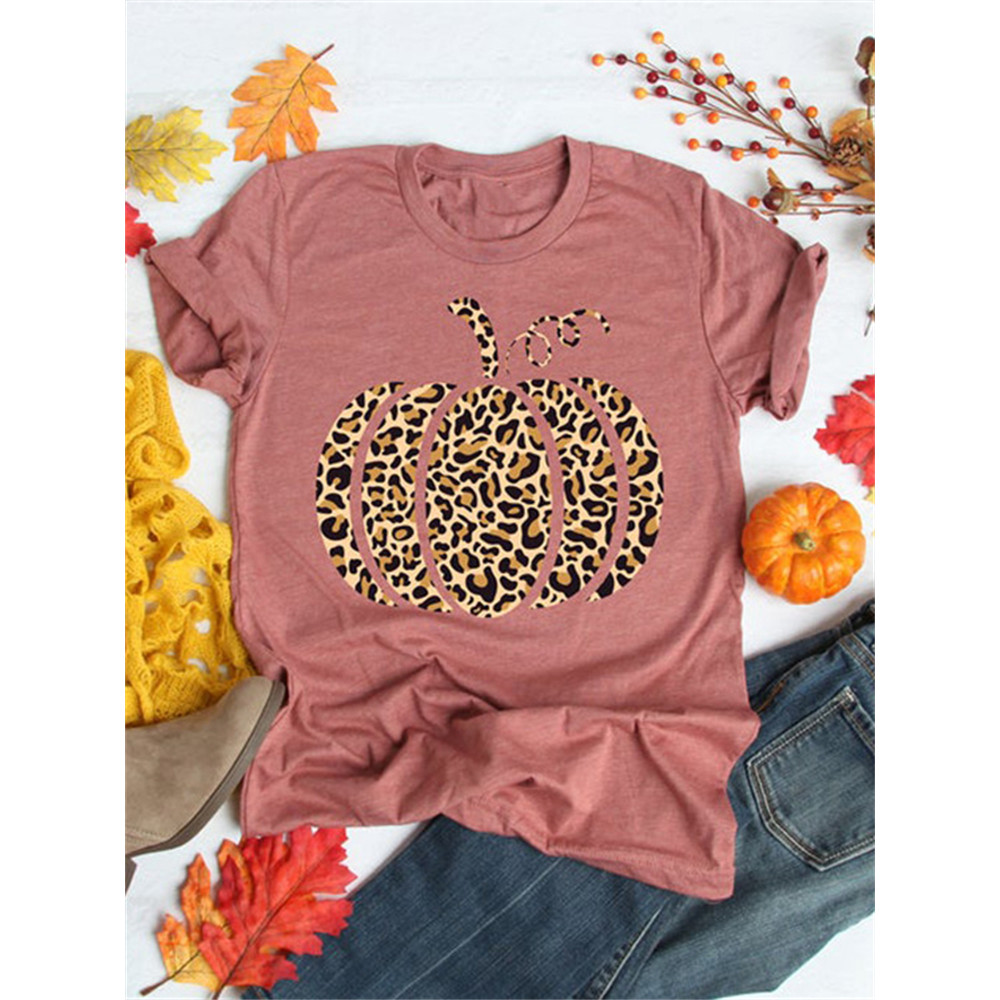 Leopard Pumpkin Graphic Comfy T Shirt