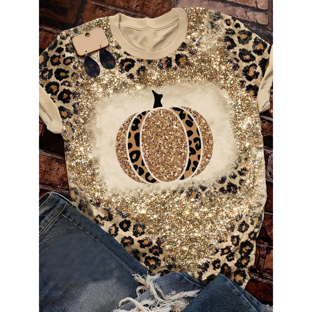 Leopard Pumpkin Tie Dye T-Shirt
