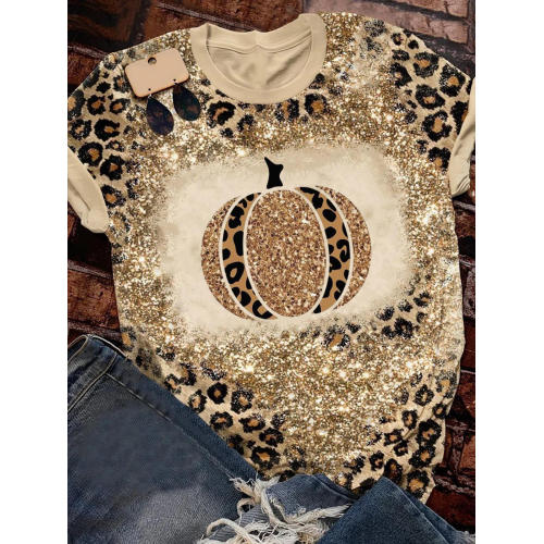 Leopard Pumpkin Tie Dye T-Shirt