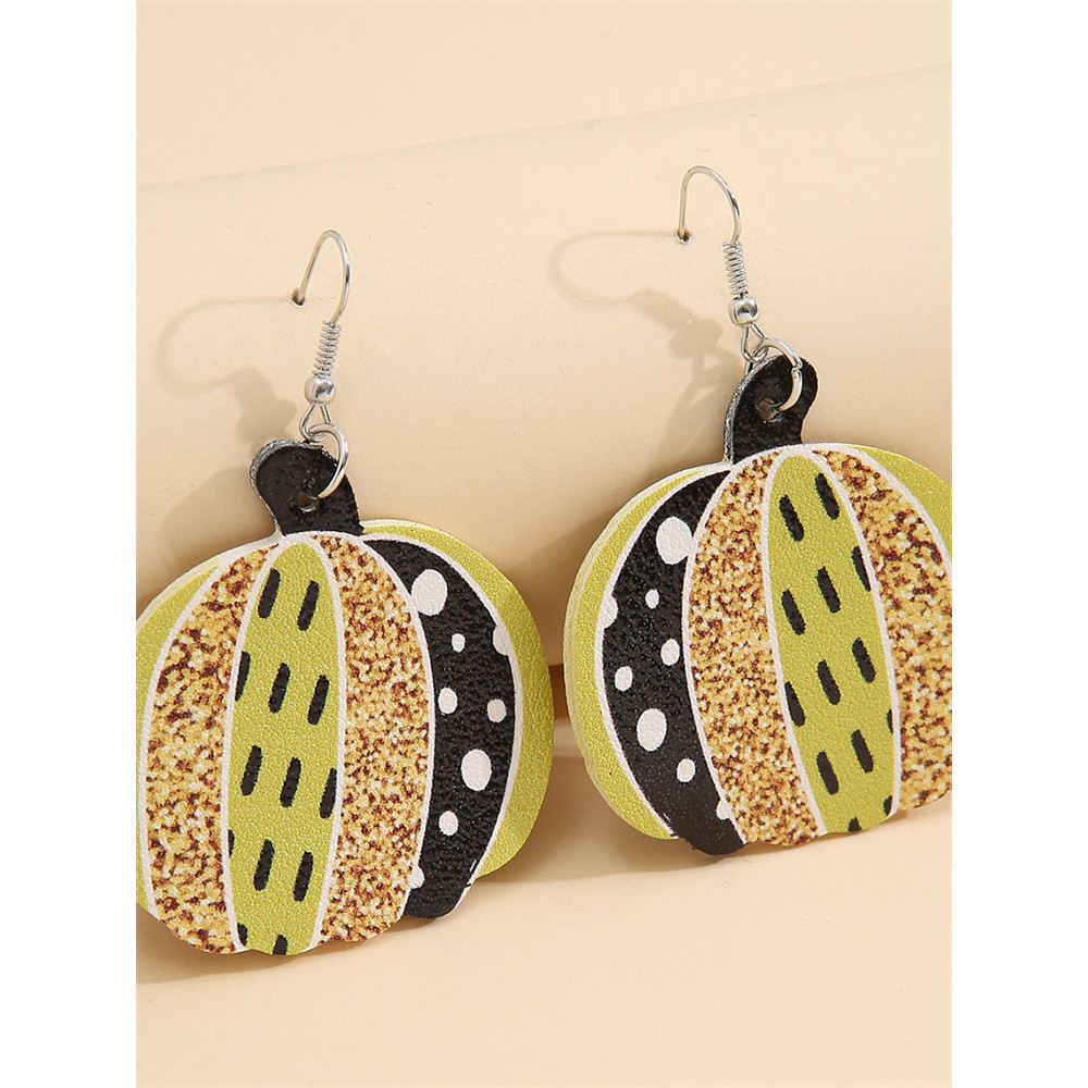 Leopard Sunflowers Pumpkin Leather Earrings