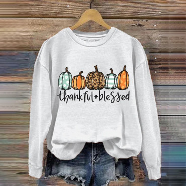 Thanksgiving Pumpkin Thankful Blessed Sweatshirt