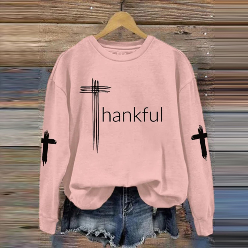 Thanksgiving THANKFUL Cross Casual Sweatshirt