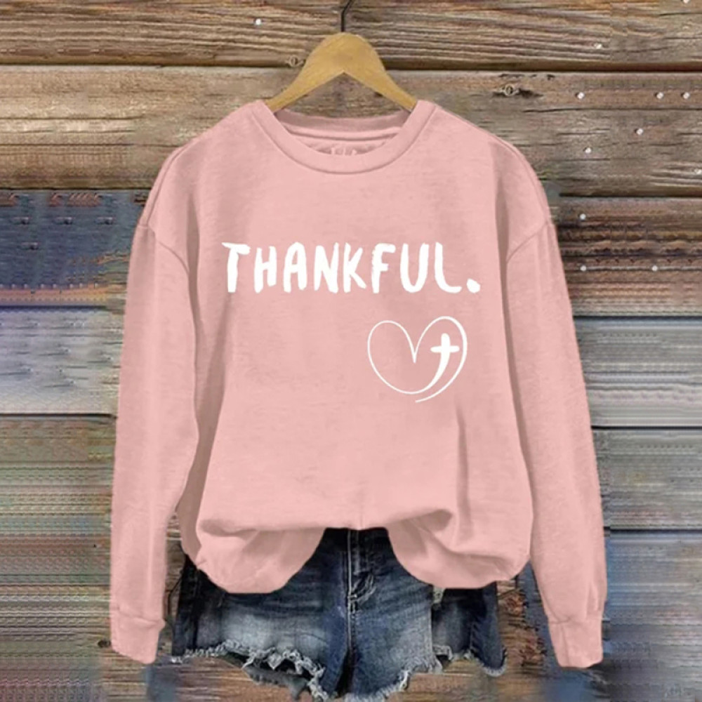 Thanksgiving THANKFUL Cross Heart Sweatshirt