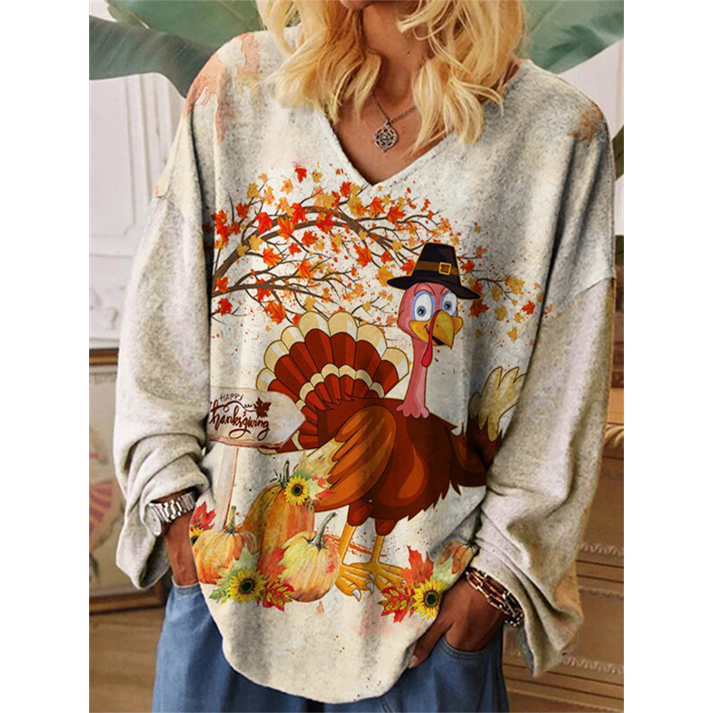 Thanksgiving Turkey Art Print Oversize T Shirt