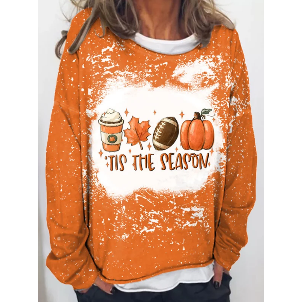 Tie Dye Football Tis The Season Pumpkin Maple Leaf Print Sweatshirt