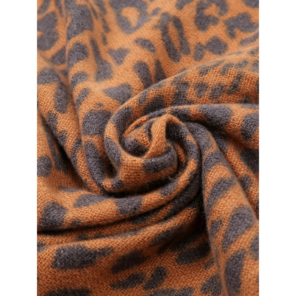 Vintage Striped Leopard Fuzzy Cozy Shawl