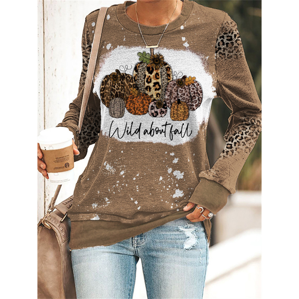 Wild Abot Fall Leopard Pumpkin Tie Dye Sweatshirt